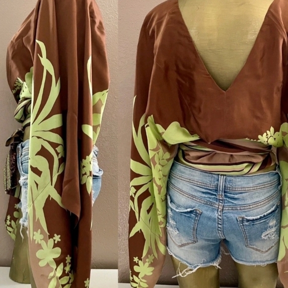 Victoria's Secret Brown and Green Wrap Top - Picture 7 of 10